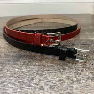 Set of 2 Glitter Skinny Belts